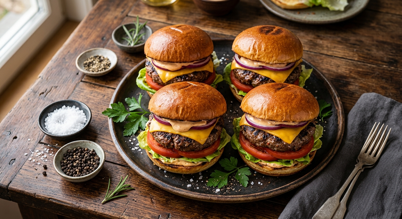 ZELFGEMAAKTE HAMBURGERS